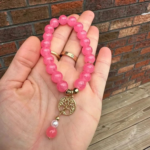 Pink Tree Life Beads Bracelet - Picture 6 of 6